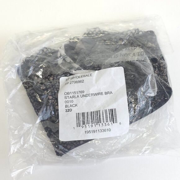 Free People Intimately Starla Underwire Balconette Bra Black 32D - Picture 3 of 4